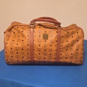 MCM Tan Duffel Bag with Signature Pattern New Never Used Authentic